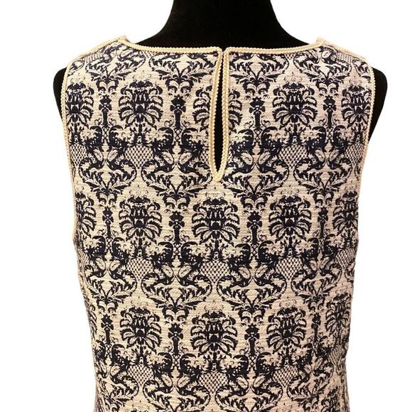 Chelsea & Violet Navy and Ivory Sleeveless Crocheted Lace Sheath Dress Sz L - Picture 8 of 14